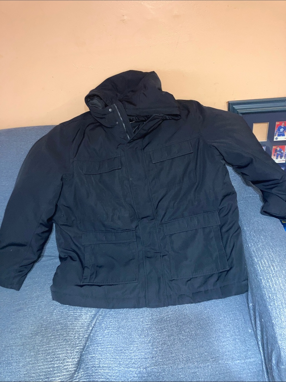 Amazon Men's Black Hooded Field Jacket